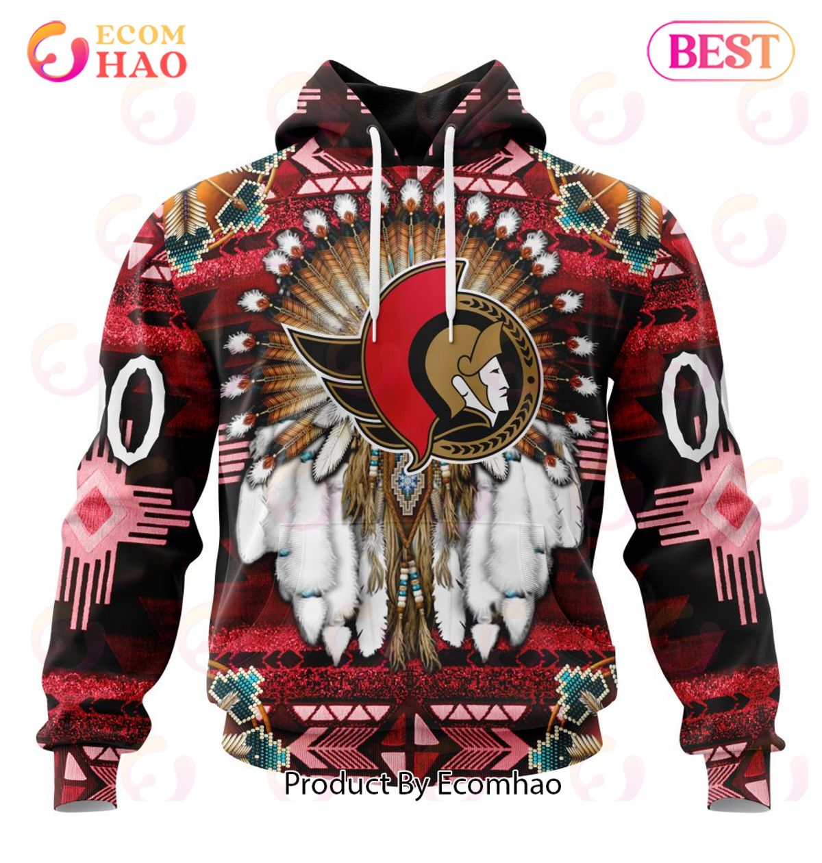NHL Ottawa Senators Specialized With Native Costume Concept 3D Hoodie