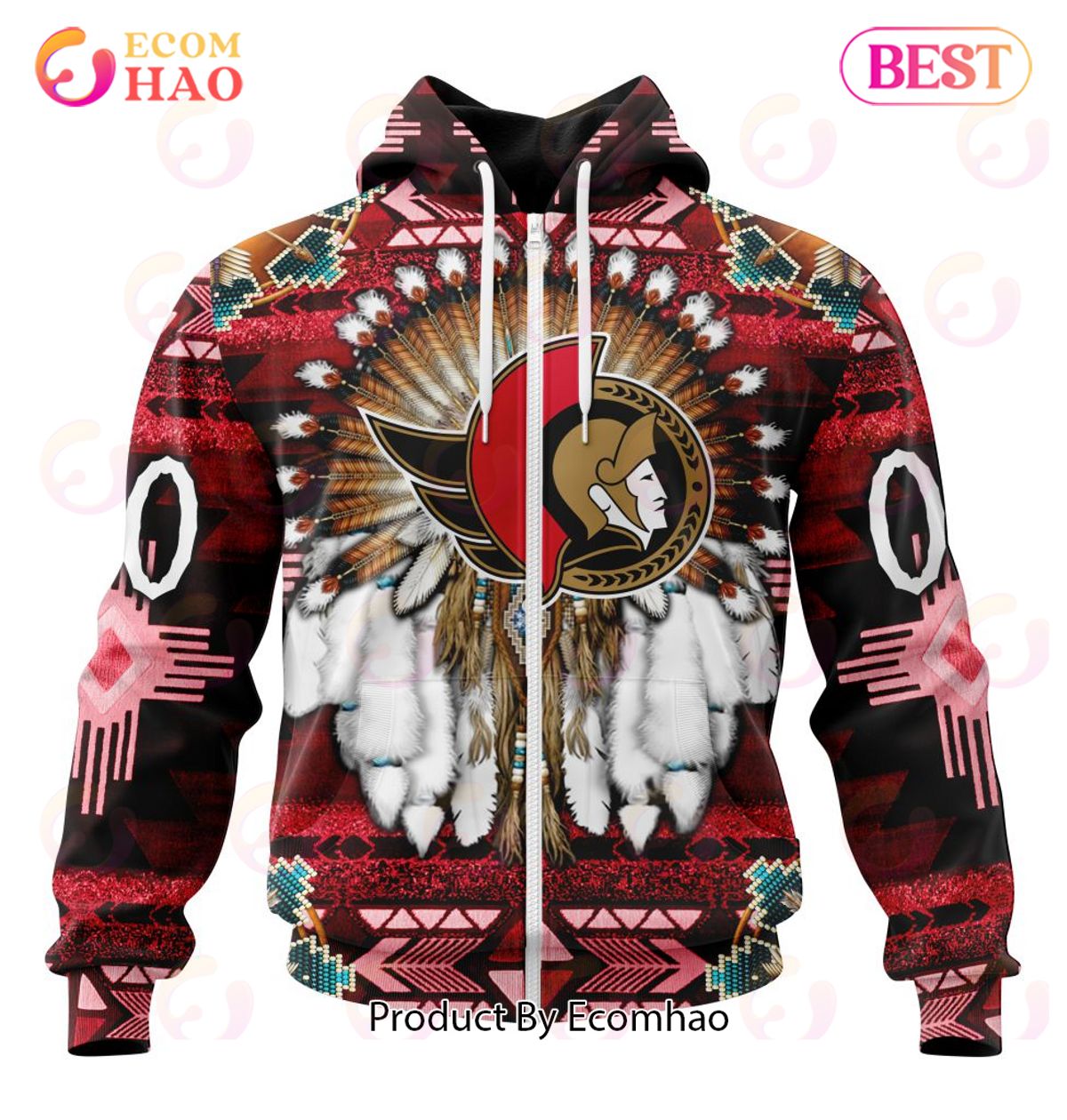 NHL Ottawa Senators Specialized With Native Costume Concept 3D Hoodie