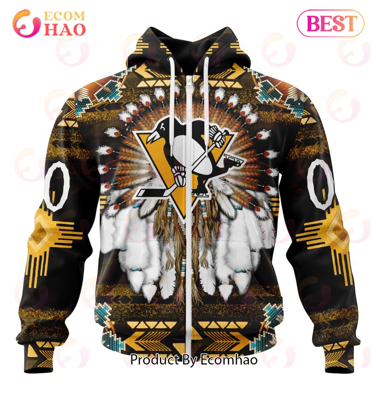 NHL Pittsburgh Penguins Specialized With Native Costume Concept 3D Hoodie