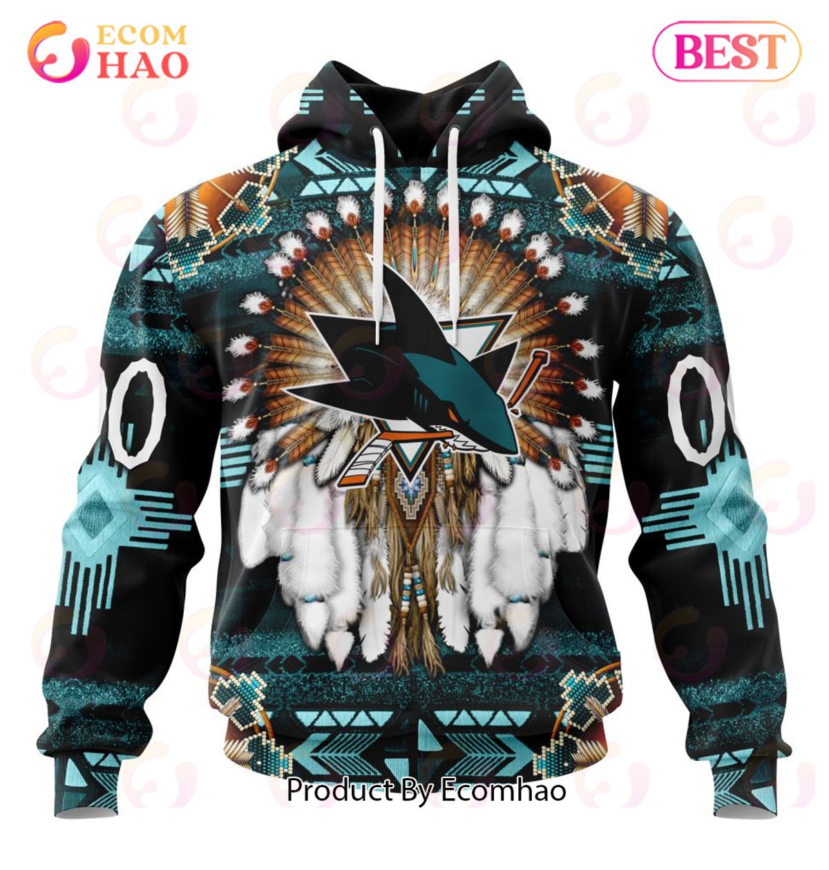 NHL San Jose Sharks Specialized With Native Costume Concept 3D Hoodie
