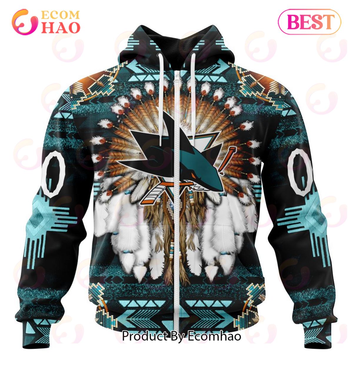 NHL San Jose Sharks Specialized With Native Costume Concept 3D Hoodie