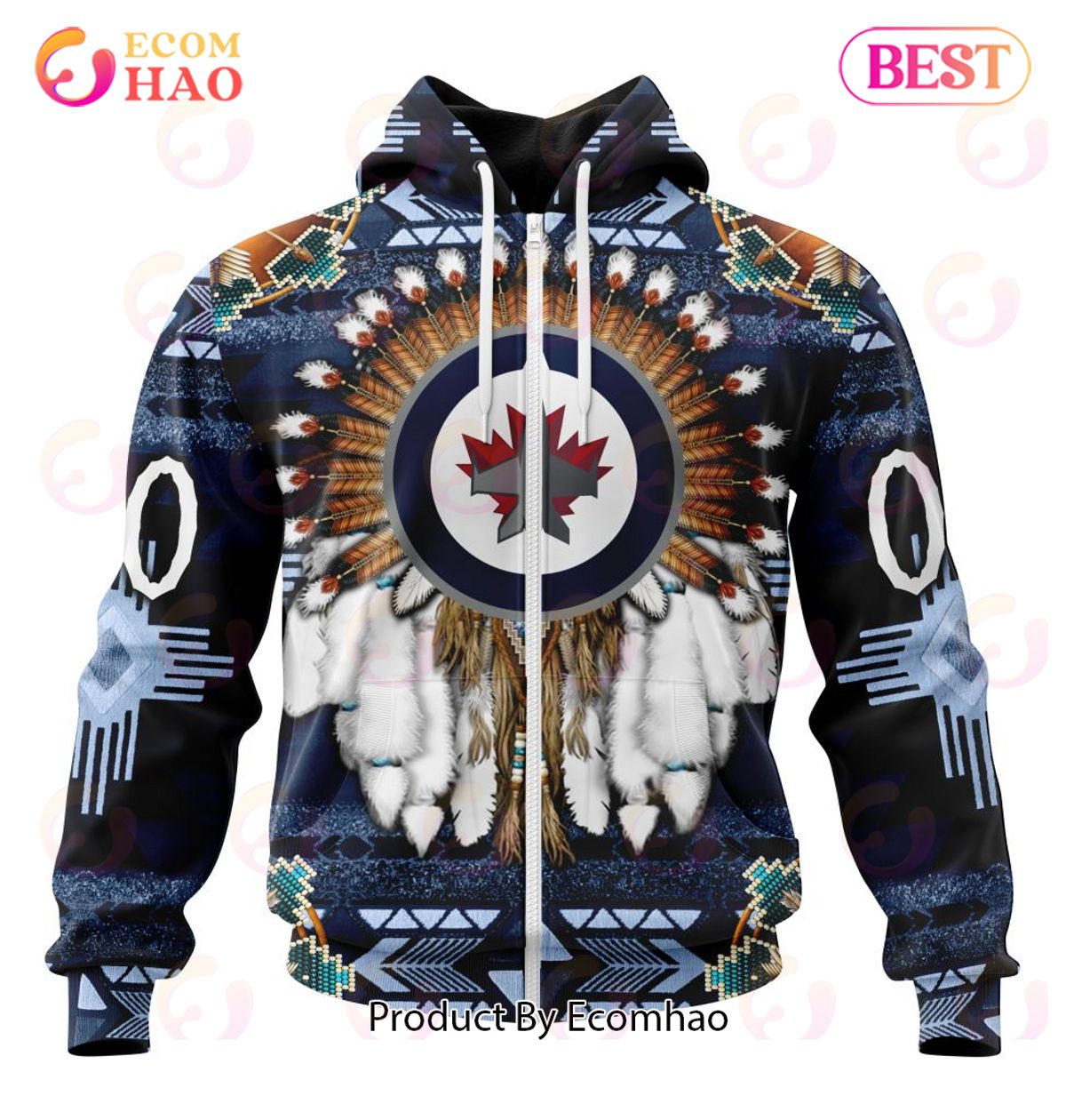 NHL Winnipeg Jets Specialized With Native Costume Concept 3D Hoodie