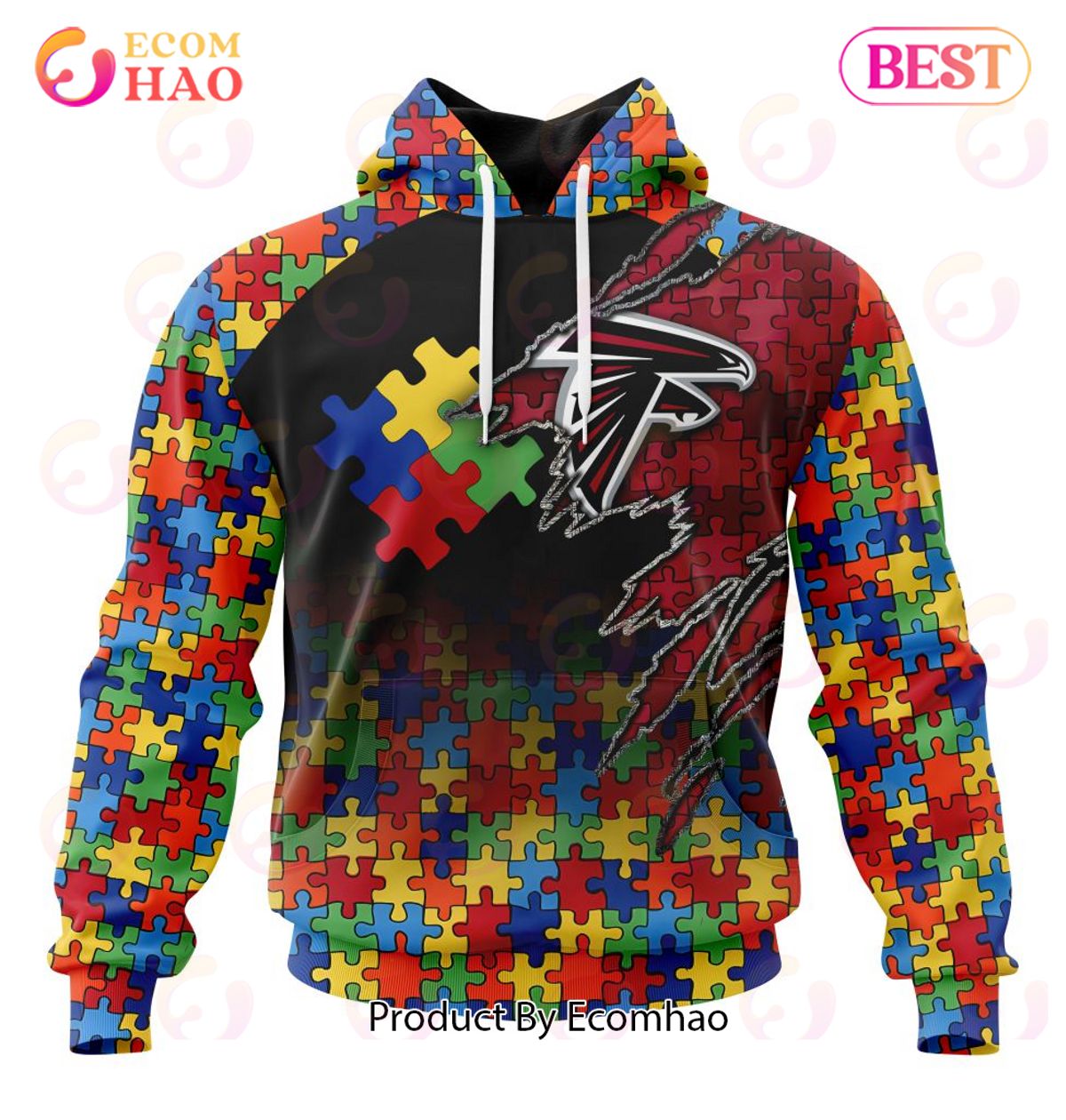 NFL Atlanta Falcons Specialized With Autism Awareness Concept 3D Hoodie