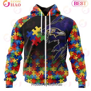 NFL Baltimore Ravens Specialized With Autism Awareness Concept 3D Hoodie