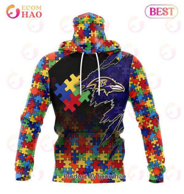 NFL Baltimore Ravens Specialized With Autism Awareness Concept 3D Hoodie