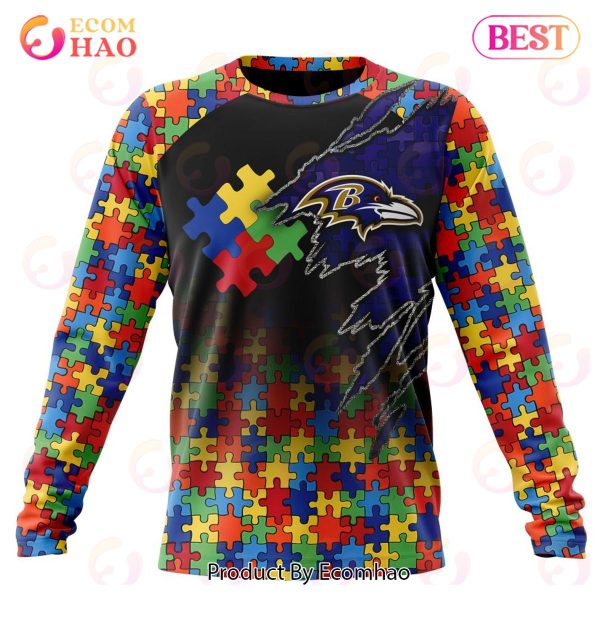 NFL Baltimore Ravens Specialized With Autism Awareness Concept 3D Hoodie