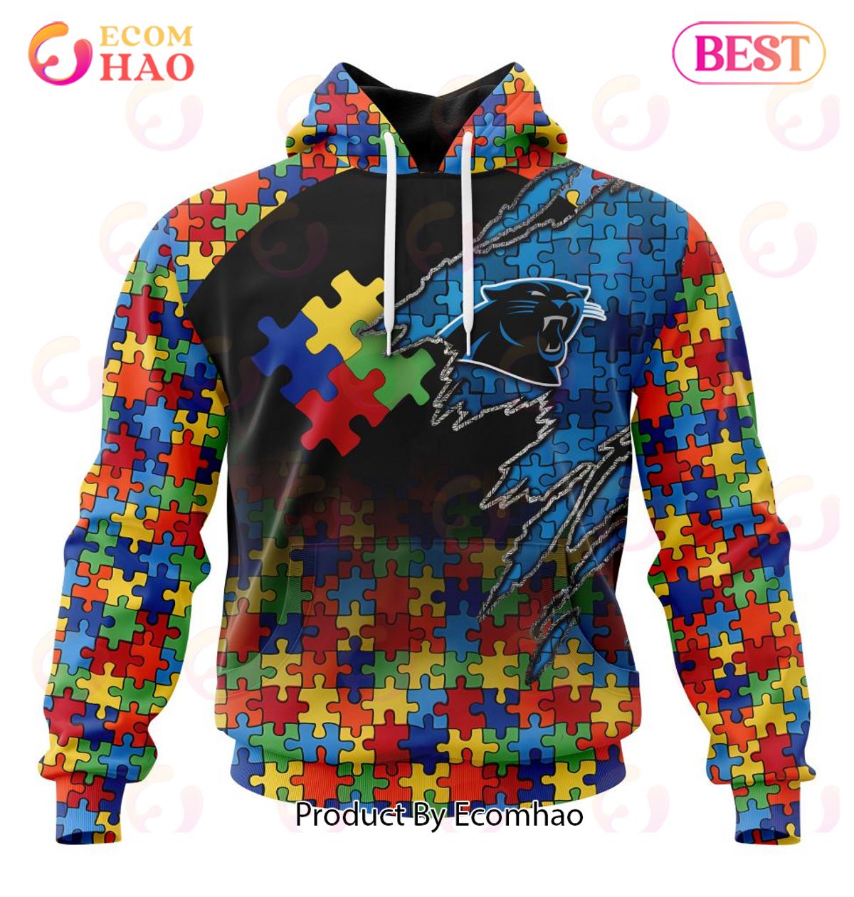 NFL Carolina Panthers Specialized With Autism Awareness Concept 3D Hoodie