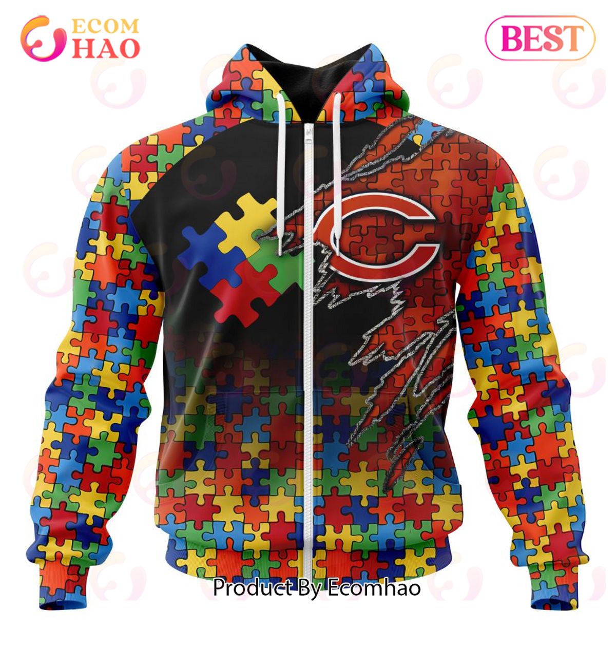 NFL Chicago Bears Specialized With Autism Awareness Concept 3D Hoodie