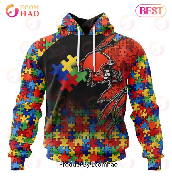 NFL Cleveland Browns Specialized With Autism Awareness Concept 3D Hoodie