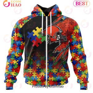 NFL Cleveland Browns Specialized With Autism Awareness Concept 3D Hoodie