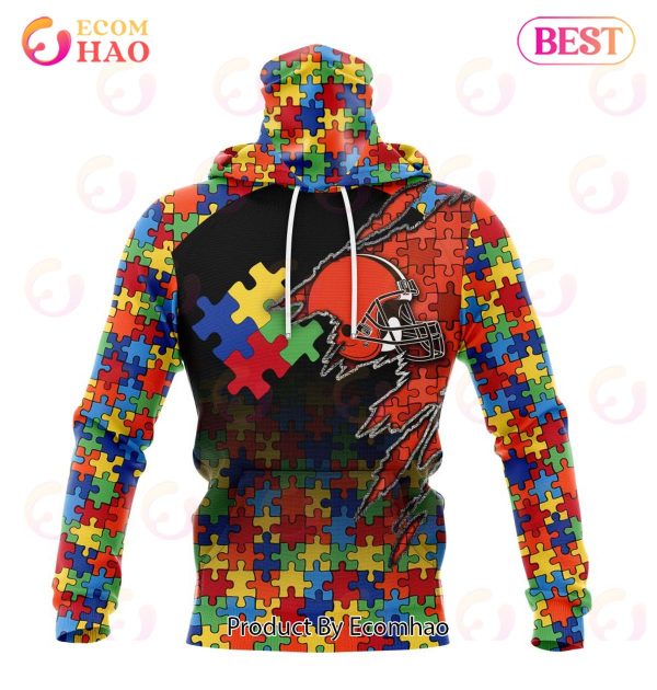 NFL Cleveland Browns Specialized With Autism Awareness Concept 3D Hoodie