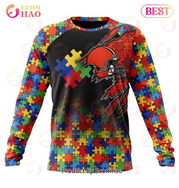 NFL Cleveland Browns Specialized With Autism Awareness Concept 3D Hoodie