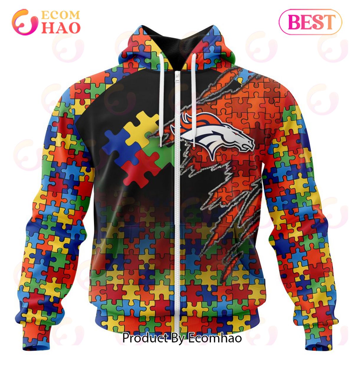 NFL Denver Broncos Specialized With Autism Awareness Concept 3D Hoodie