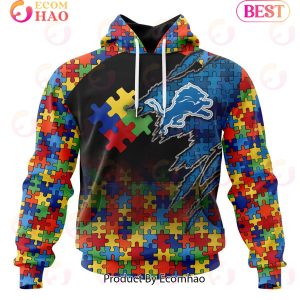 NFL Detroit Lions Specialized With Autism Awareness Concept 3D Hoodie
