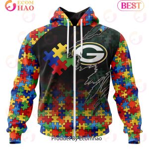 NFL Green Bay Packers Specialized With Autism Awareness Concept 3D Hoodie