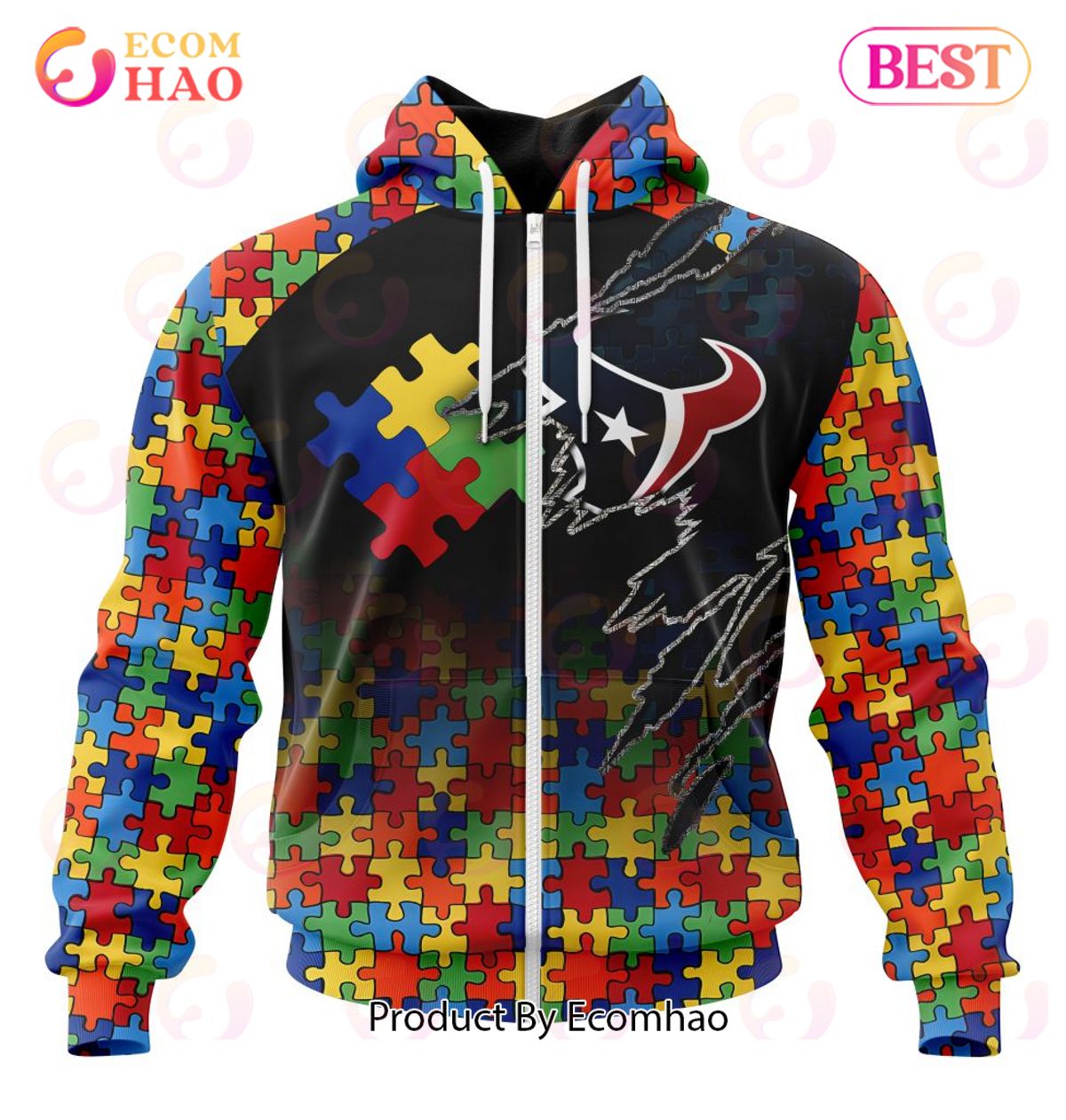 NFL Houston Texans Specialized With Autism Awareness Concept 3D Hoodie