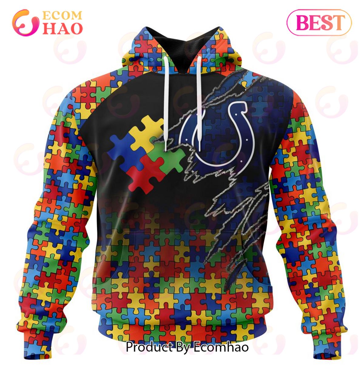 NFL Indianapolis Colts Specialized With Autism Awareness Concept 3D Hoodie