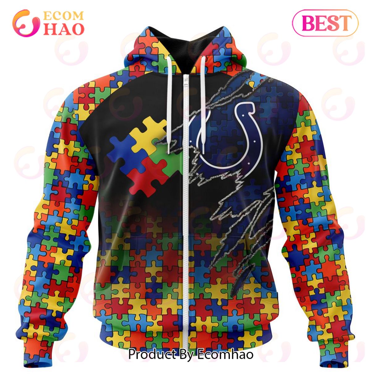 NFL Indianapolis Colts Specialized With Autism Awareness Concept 3D Hoodie