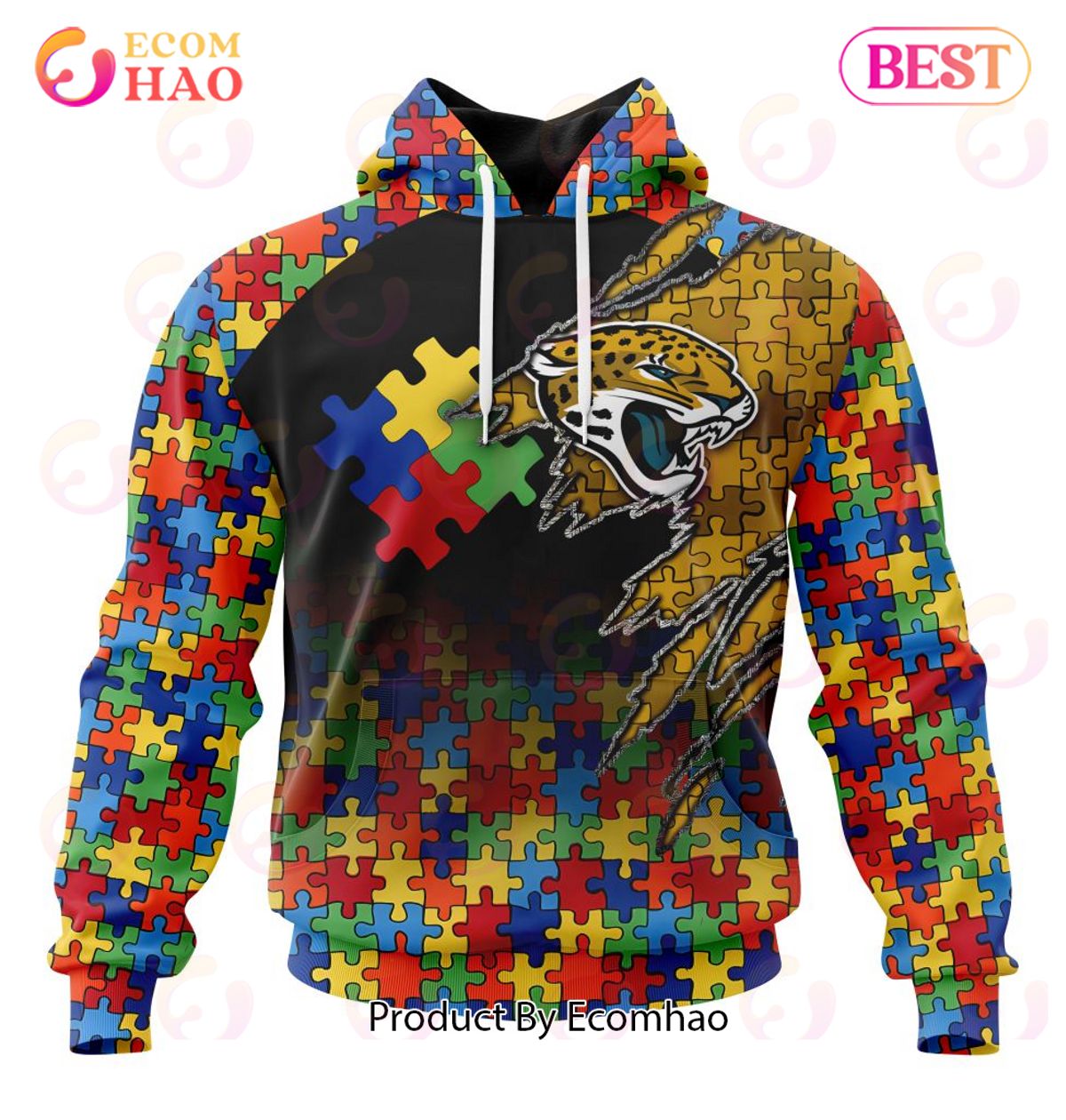 NFL Jacksonville Jaguars Specialized With Autism Awareness Concept 3D Hoodie