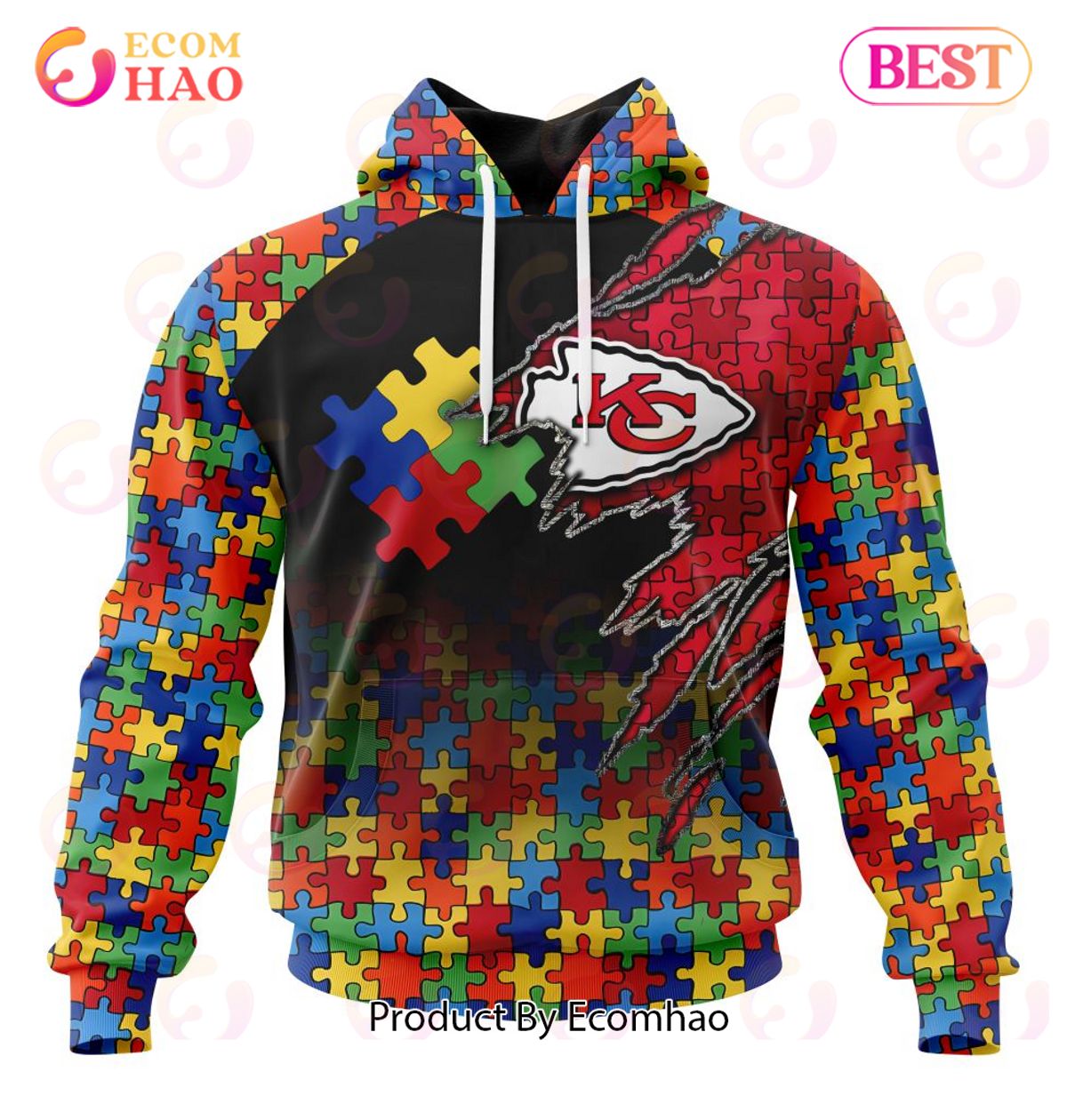 NFL Kansas City Chiefs Specialized With Autism Awareness Concept 3D Hoodie