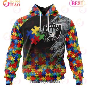 NFL Las Vegas Raiders Specialized With Autism Awareness Concept 3D Hoodie