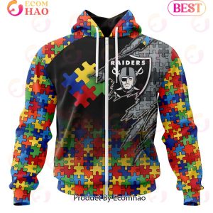 NFL Las Vegas Raiders Specialized With Autism Awareness Concept 3D Hoodie