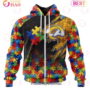 NFL Los Angeles Rams Specialized With Autism Awareness Concept 3D Hoodie
