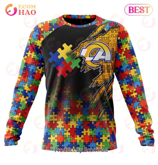 NFL Los Angeles Rams Specialized With Autism Awareness Concept 3D Hoodie
