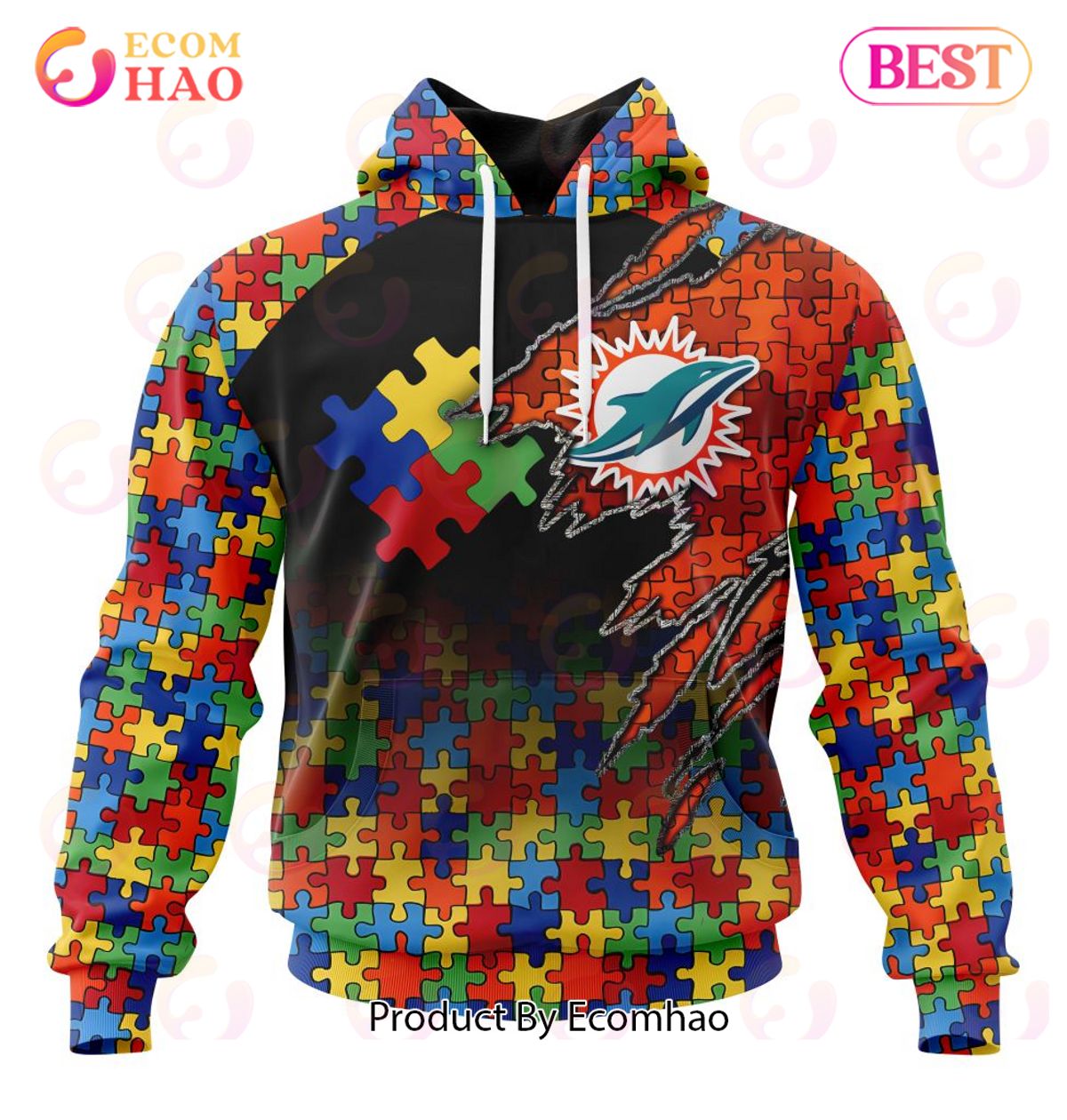 NFL Miami Dolphins Specialized With Autism Awareness Concept 3D Hoodie