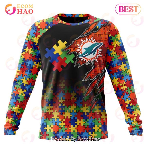 NFL Miami Dolphins Specialized With Autism Awareness Concept 3D Hoodie