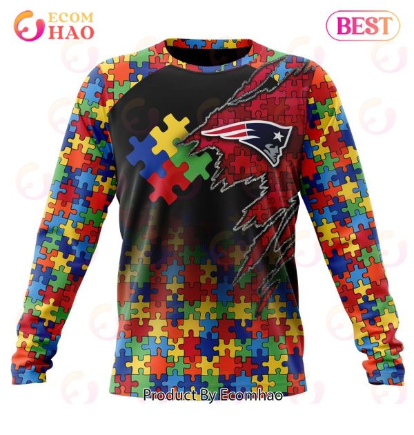 NFL New England Patriots Specialized With Autism Awareness Concept 3D Hoodie