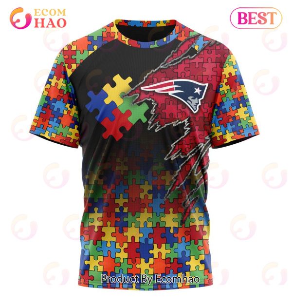 NFL New England Patriots Specialized With Autism Awareness Concept 3D Hoodie