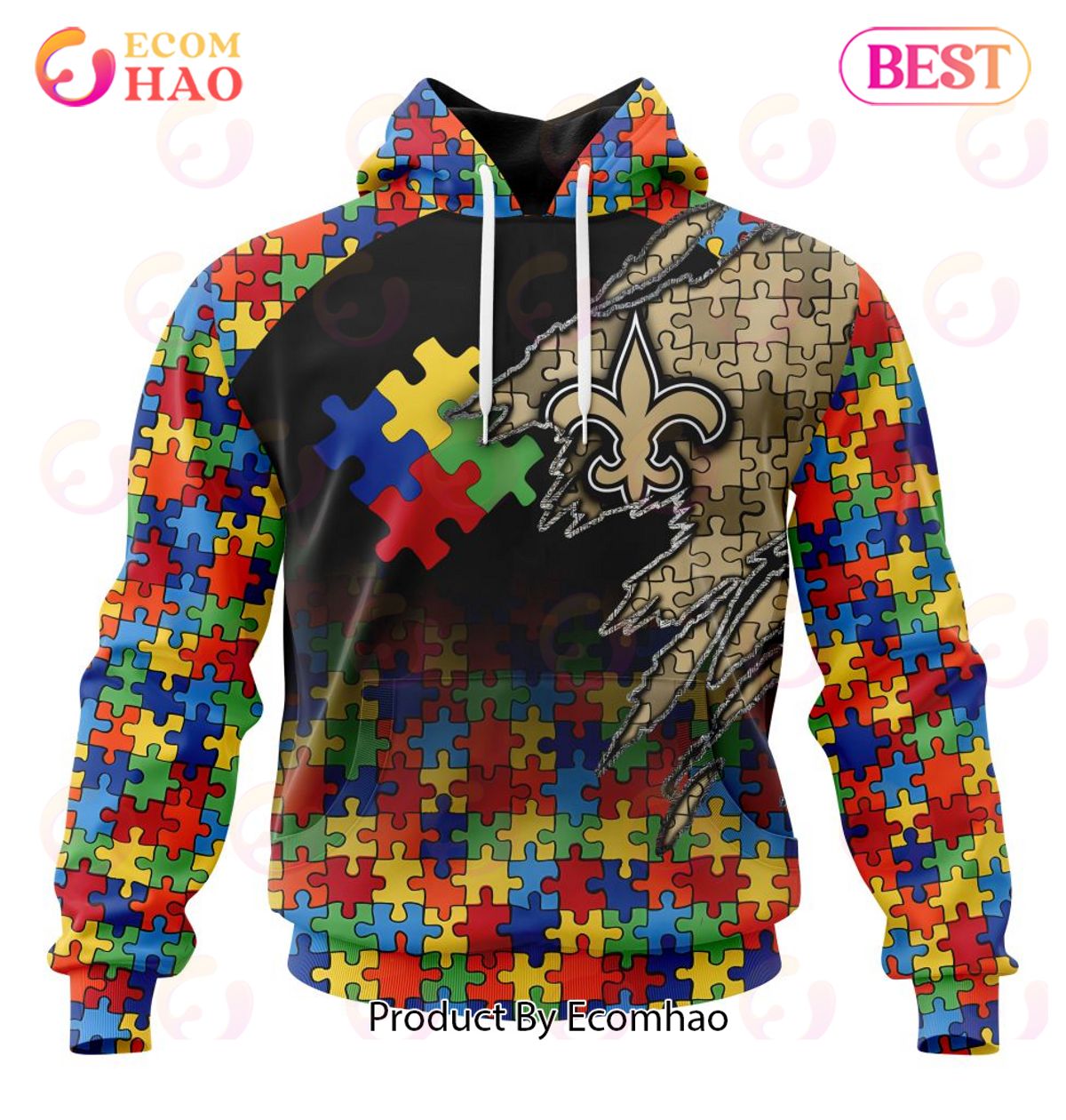 NFL New Orleans Saints Specialized With Autism Awareness Concept 3D Hoodie