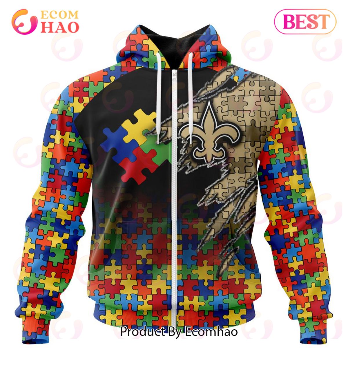 NFL New Orleans Saints Specialized With Autism Awareness Concept 3D Hoodie