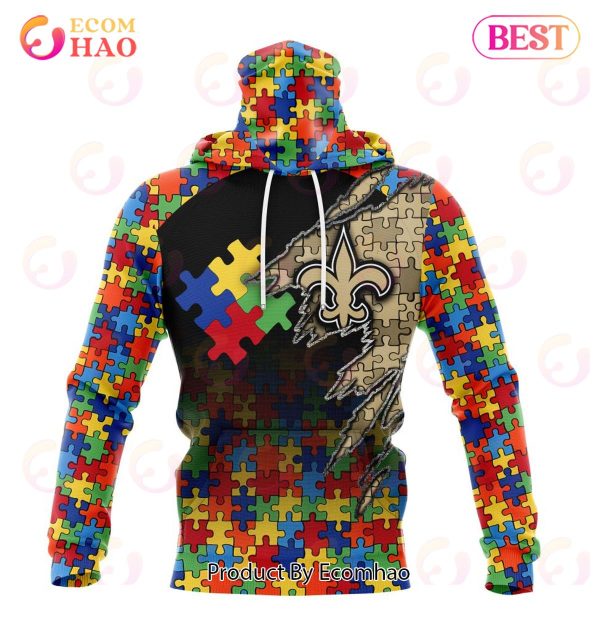 NFL New Orleans Saints Specialized With Autism Awareness Concept 3D Hoodie