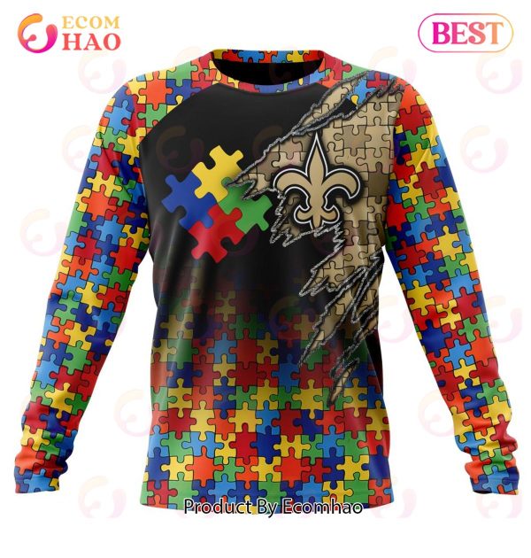 NFL New Orleans Saints Specialized With Autism Awareness Concept 3D Hoodie