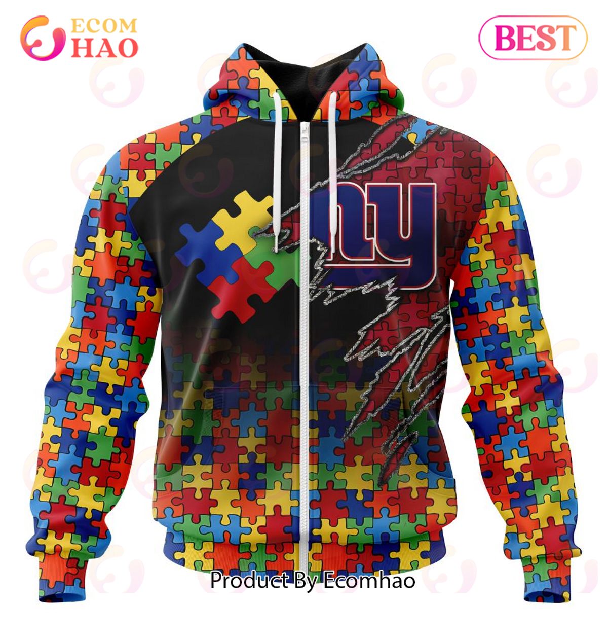 NFL New York Giants Specialized With Autism Awareness Concept 3D Hoodie