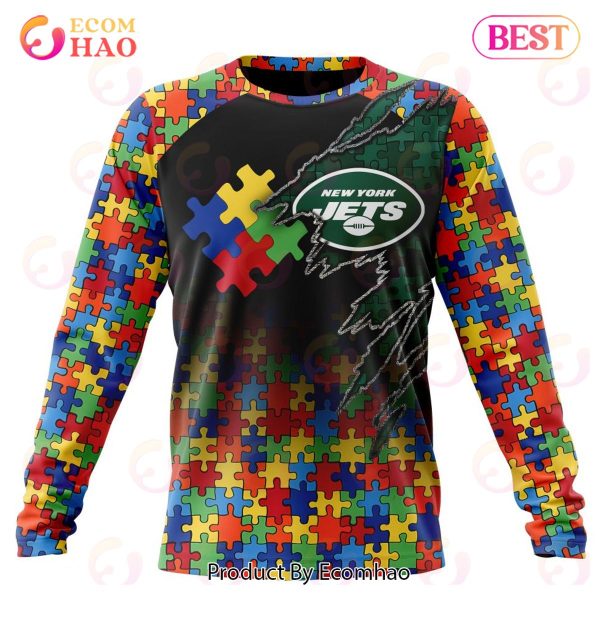 NFL New York Jets Specialized With Autism Awareness Concept 3D Hoodie