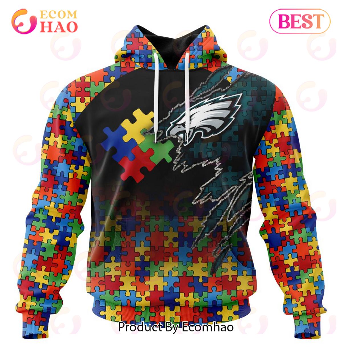 NFL Philadelphia Eagles Specialized With Autism Awareness Concept 3D Hoodie