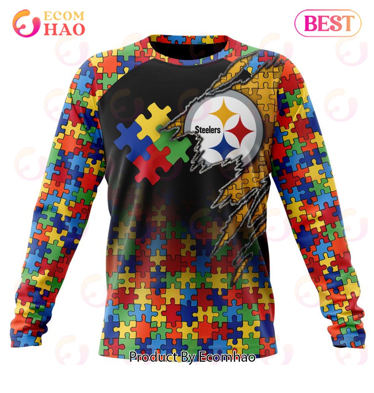 Pittsburgh Steelers Autism T-Shirt 3D Hoodie Zip Hoodie Sweatshirt