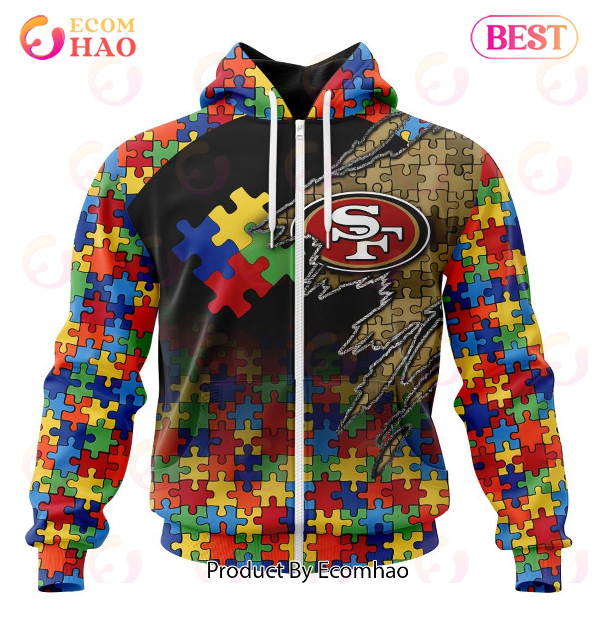 NFL San Francisco 49ers Specialized With Autism Awareness Concept 3D Hoodie