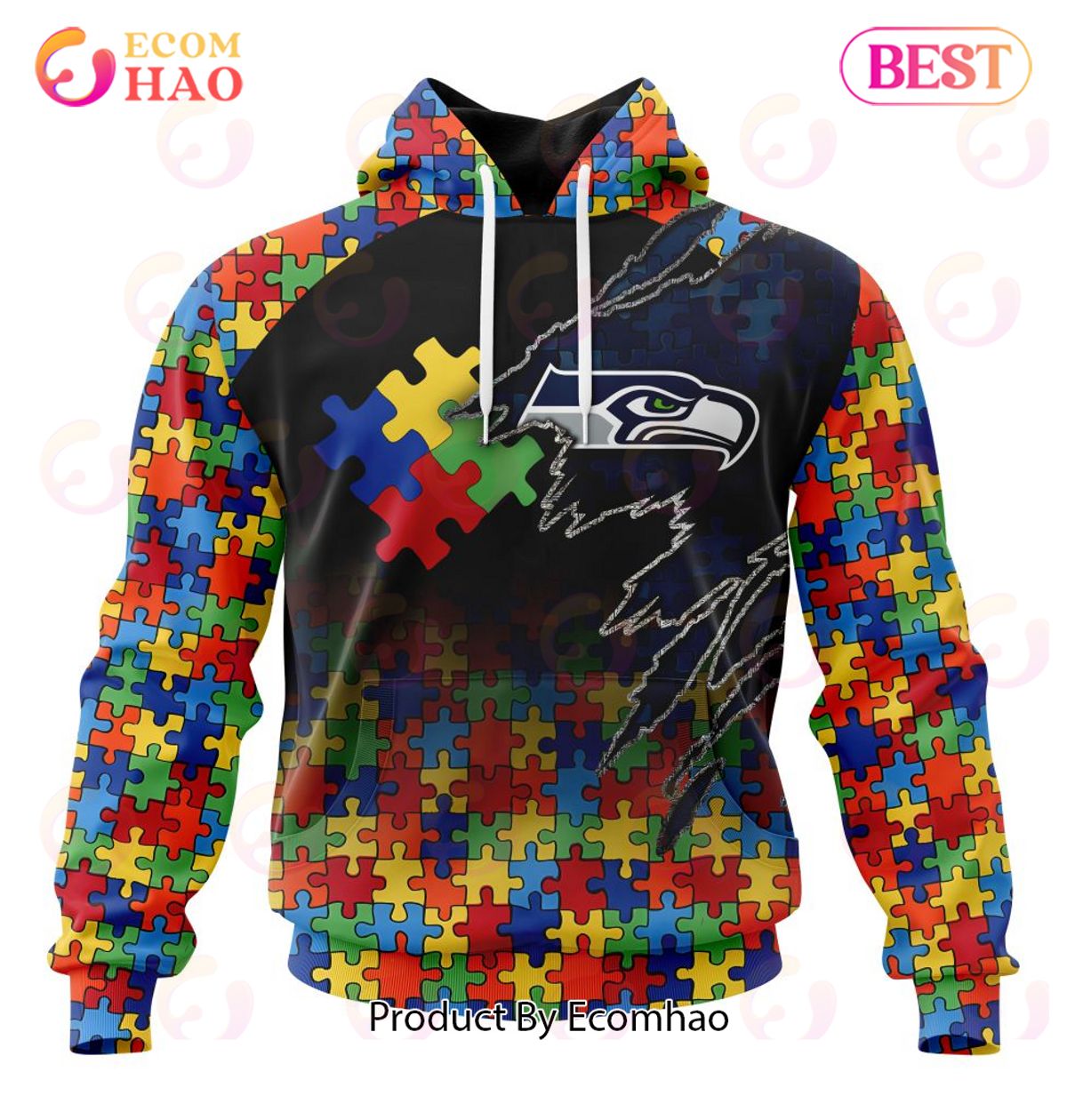 NFL Seattle Seahawks Specialized With Autism Awareness Concept 3D Hoodie