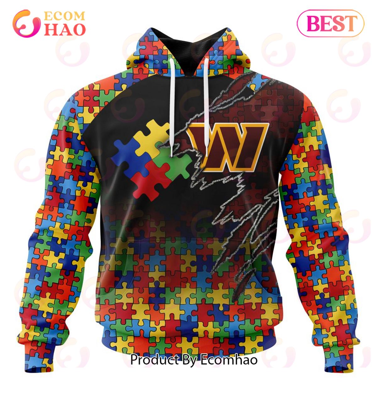 NFL Washington Commanders Specialized With Autism Awareness Concept 3D Hoodie