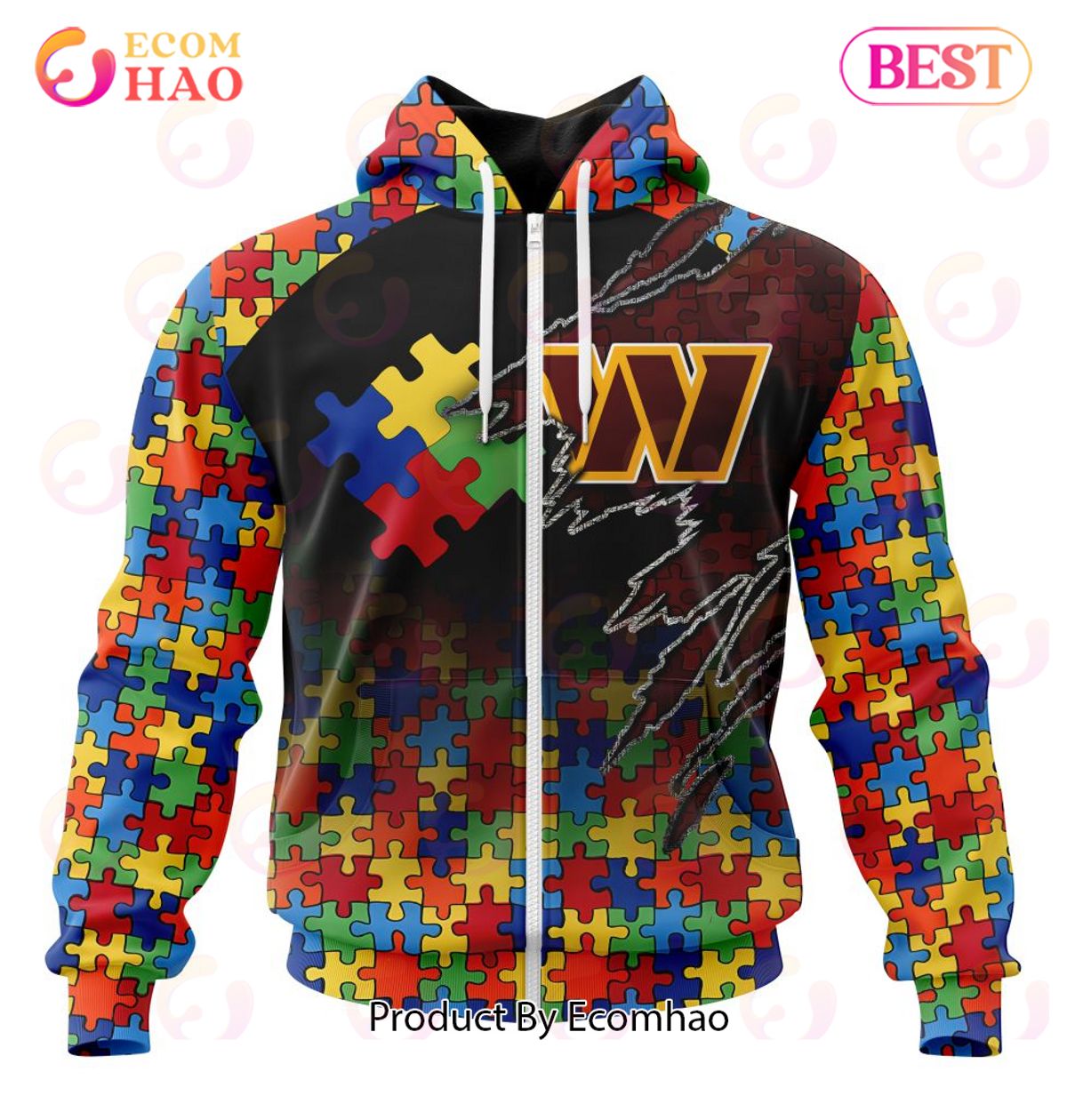 NFL Washington Commanders Specialized With Autism Awareness Concept 3D Hoodie