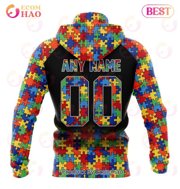 NFL Washington Commanders Puzzle Autism Awareness All Over Print 3D Hoodie  Unisex Hoodie