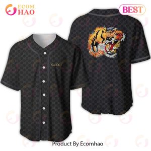 Gucci Black Mix Printing Logo Luxury Brand Jersey Limited Edition
