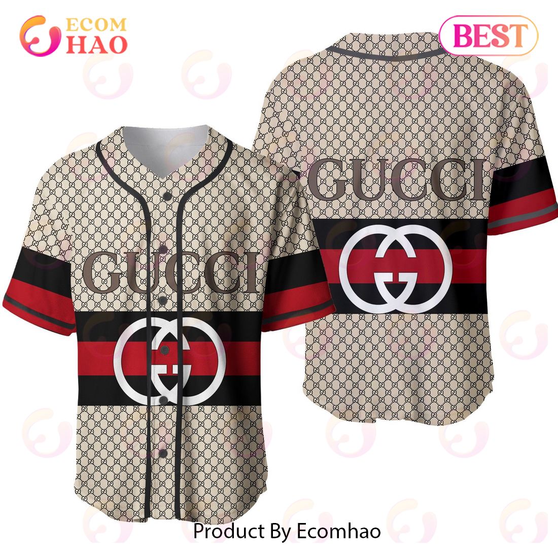 Gucci Brown Black Red Luxury Brand Jersey Limited Edition