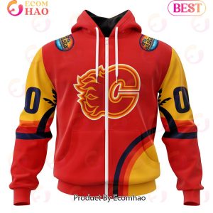 NHL Calgary Flames Special ALL Star Game Design With Florida Sunset 3D Hoodie