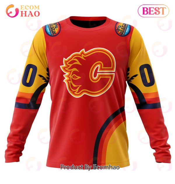 NHL Calgary Flames Special ALL Star Game Design With Florida Sunset 3D Hoodie