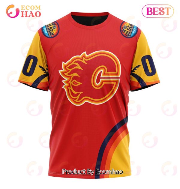 NHL Calgary Flames Special ALL Star Game Design With Florida Sunset 3D Hoodie